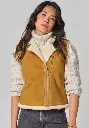 Gilet femme sans manches peau retournée fermeture avec zip