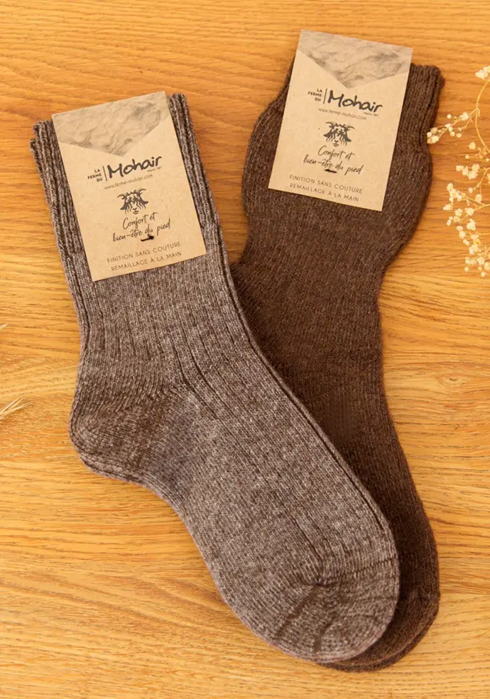 Lot de 3 chaussettes tempérées en mohair de chevreau laine de yack