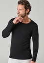 Ensemble t-shirt manches longues noir et caleçon long en coton laine et soie