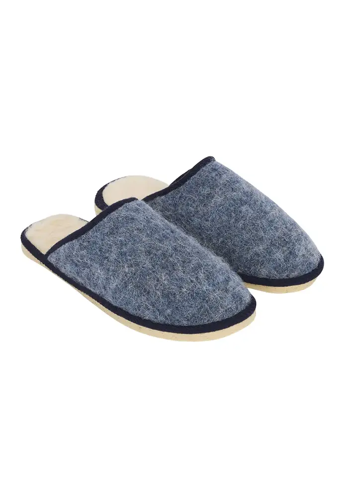 Mules homme mohair et alpaga fourrées semelle feutre