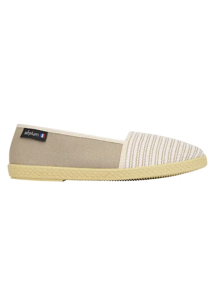 Mocassins femme en tissu couleur beige made in France