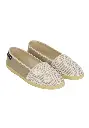 Mocassins femme en tissu couleur beige made in France