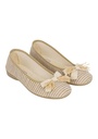 Ballerines femme tressées couleur beige avec noeud décoratif