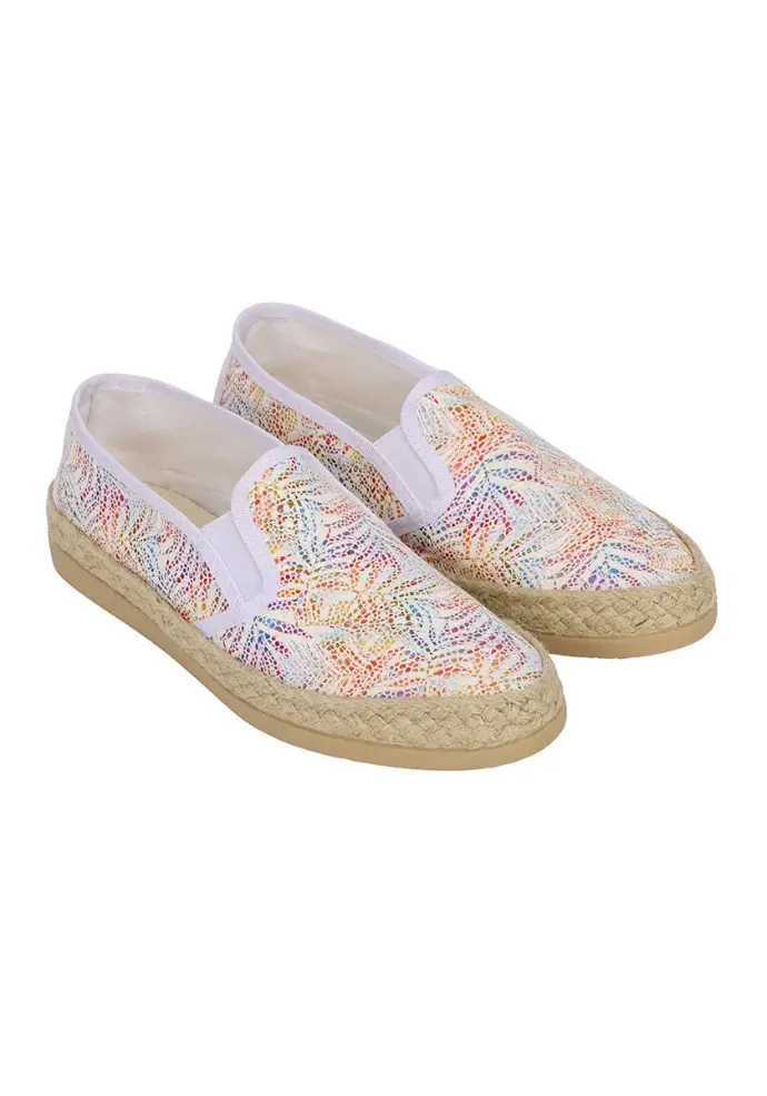 Mocassins femme multicolores avec élastique d'aisance et tresse décorative