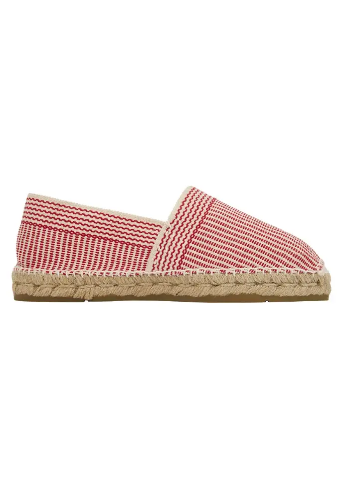 Espadrilles basques à rayures femme couleur rouge fabrication française