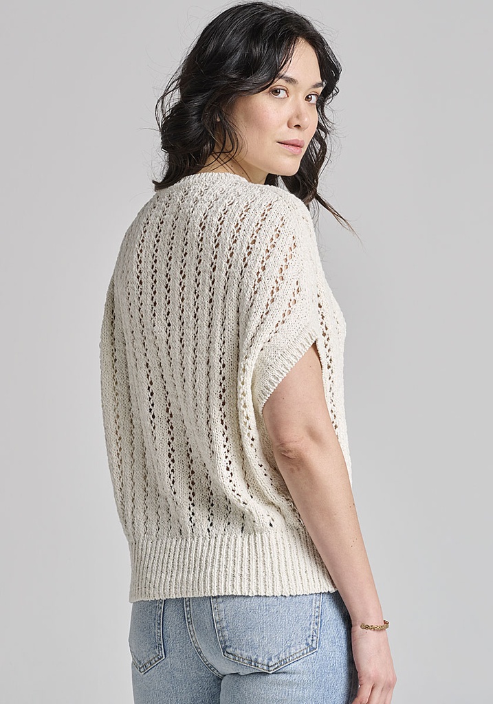 Pull femme ajouré en coton organique couleur écru