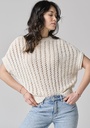 Pull femme ajouré en coton organique manches courtes