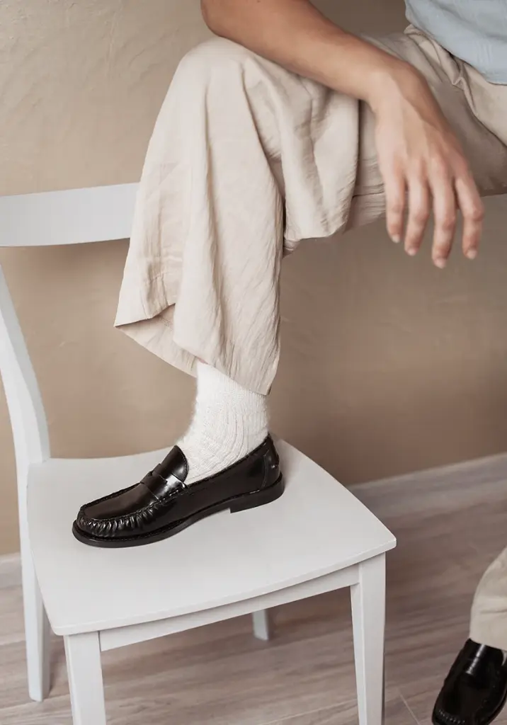 Socquettes mixtes en mohair couleur écru