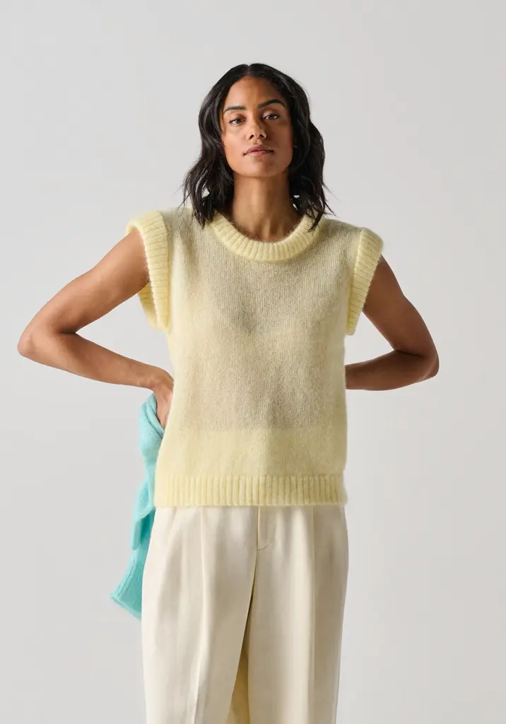 Pull sans manches femme en mohair et soie