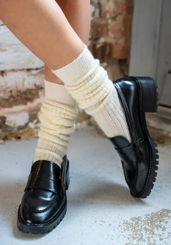 Mi-bas mixtes sans élastique en laine mohair