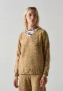 Pull femme col V en mérinos et alpaga