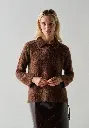 Pull femme mohair et soie col polo