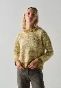 Pull femme col rond jacquard en mohair et soie