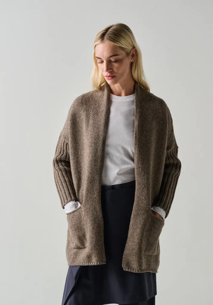 Gilet long femme en yack et laine