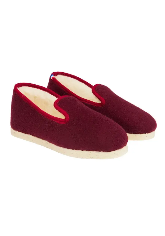 Charentaises unis homme en laine semelle feutre