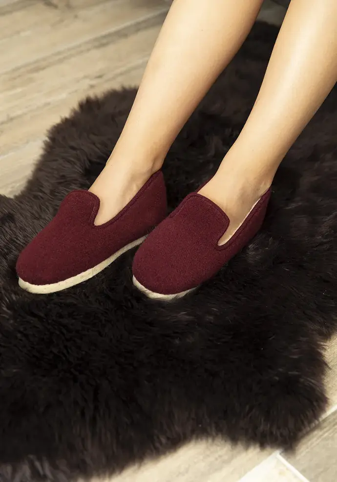 Charentaises unis homme en laine semelle feutre