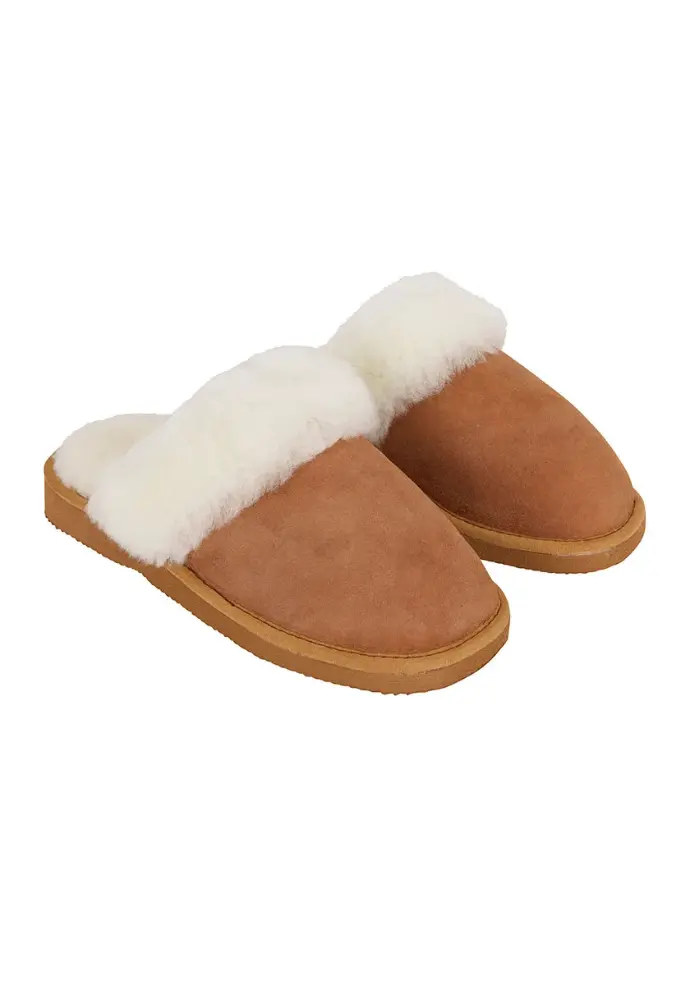 Chaussons Mules En Laine De Mouton Naturelle - Taille 40, Gris, Semelle Caoutchouc - Neuf Avec Emballage, Pologne