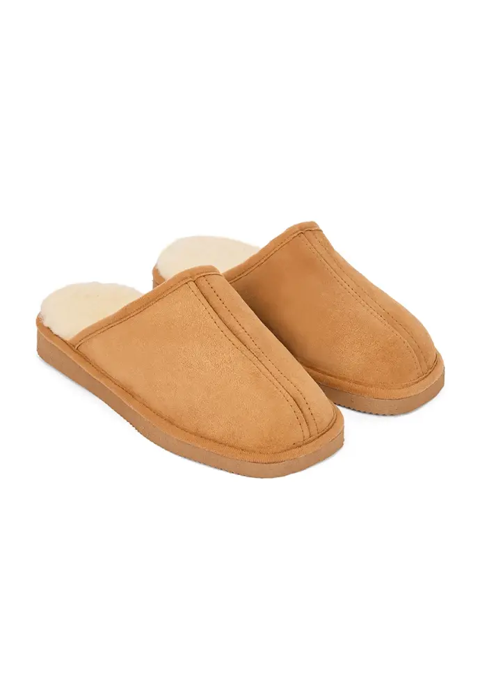 Mules mixtes en peau de mouton