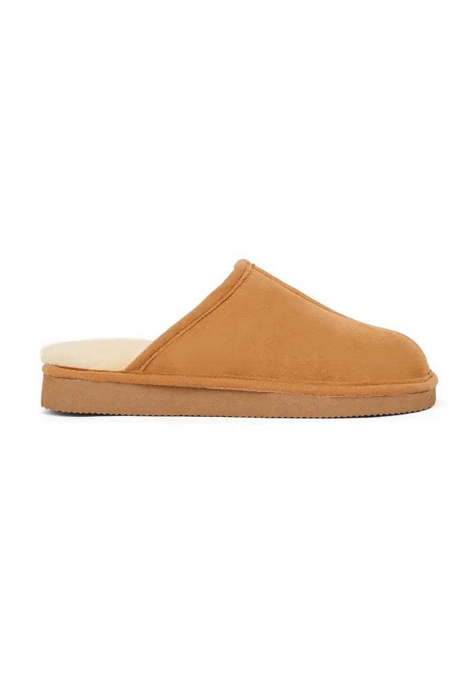 Mules mixtes en peau de mouton