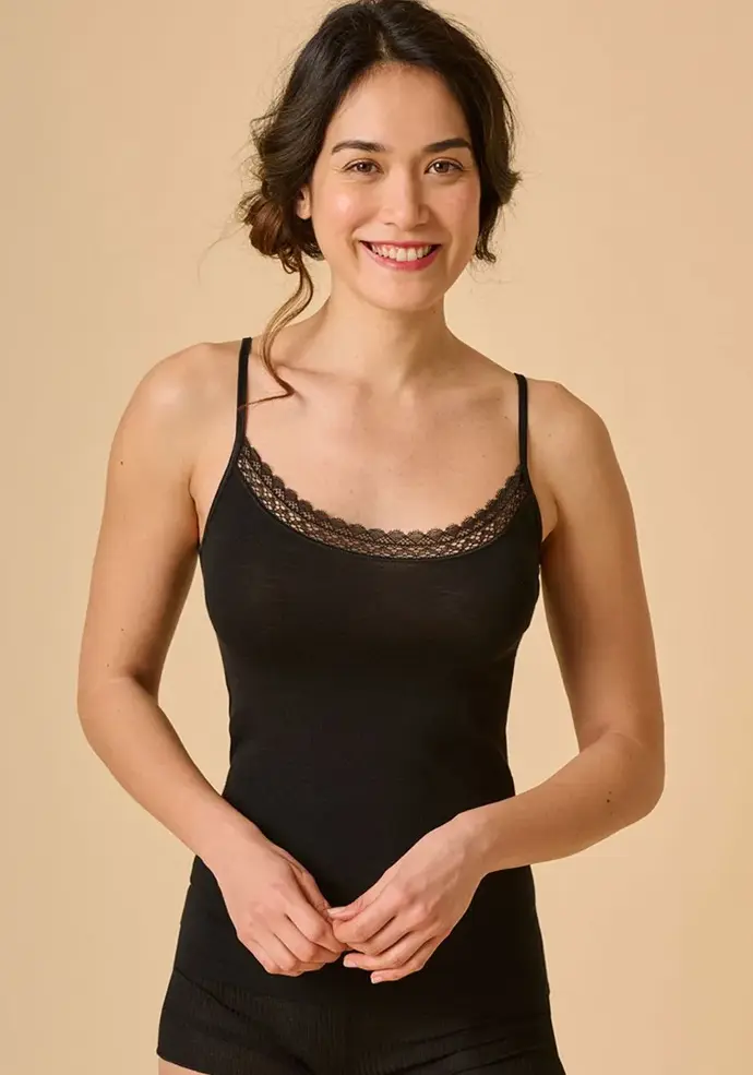 Caraco femme laine et soie fine dentelle