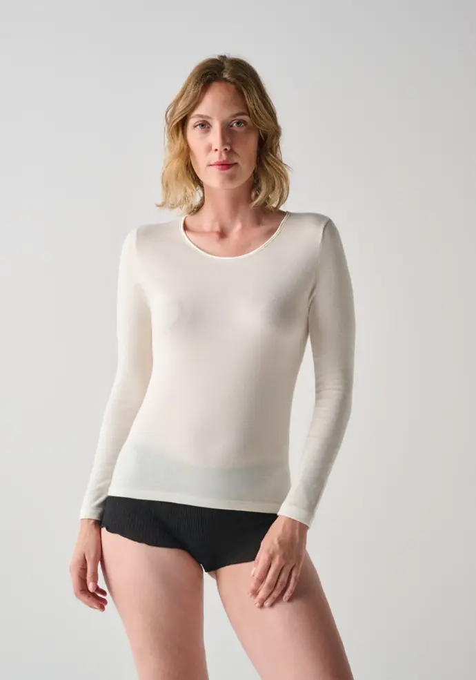 Sous vêtement chaud femme en laine et soie