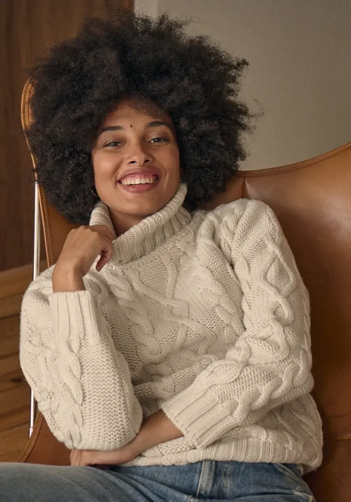 Pull col roulé en mérinos pour femme
