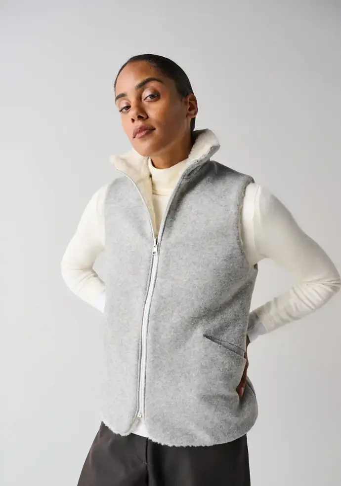 Gilet femme laine naturelle réversible
