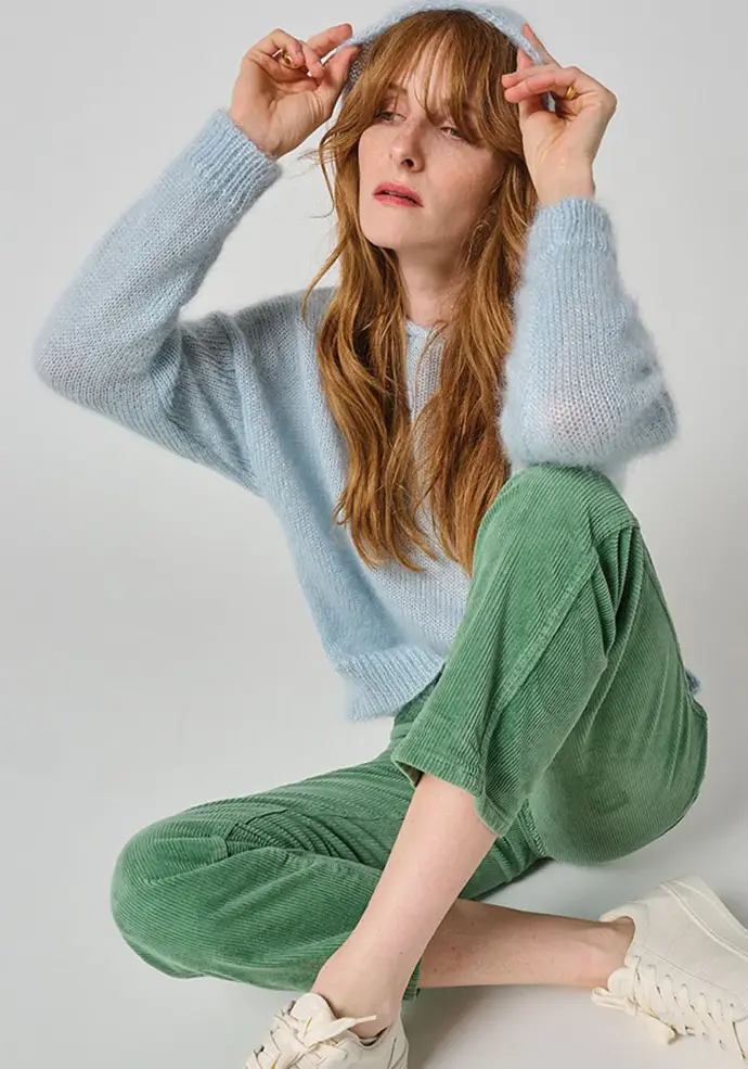 Pull à capuche en mohair et soie femme