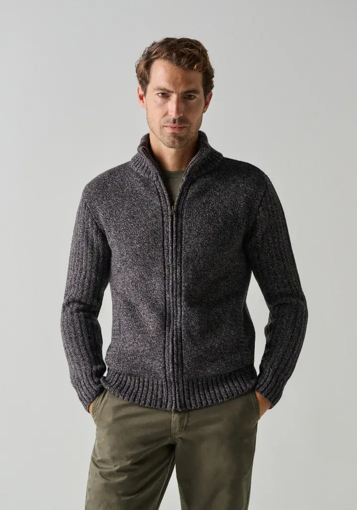 Blouson homme zippé col montant