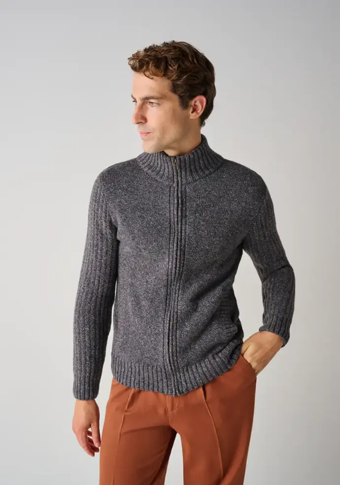 Blouson homme zippé col montant