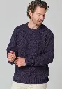 Pull homme col rond  torsadé en laine et soie