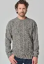 Pull homme col rond  torsadé en laine et soie