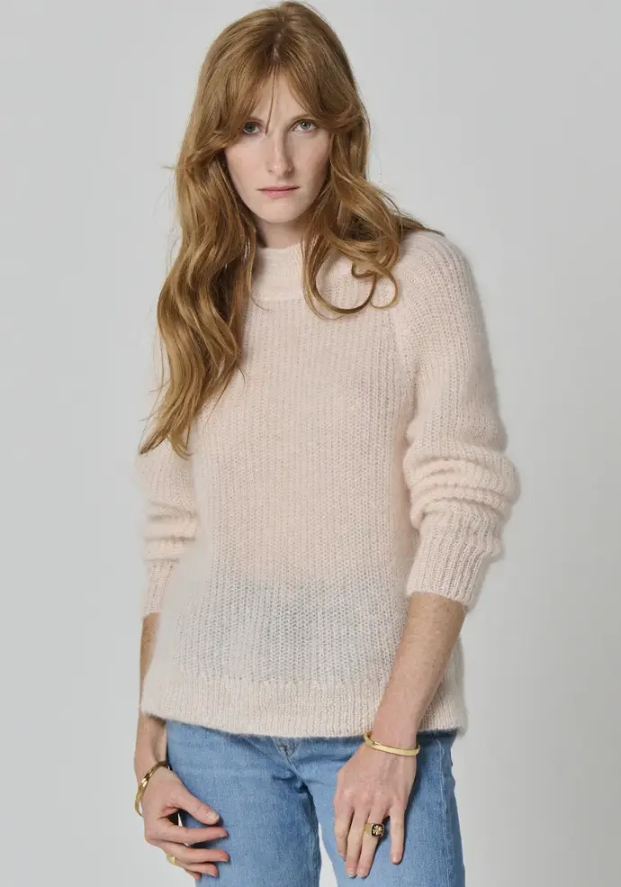 Pull femme col montant en mohair