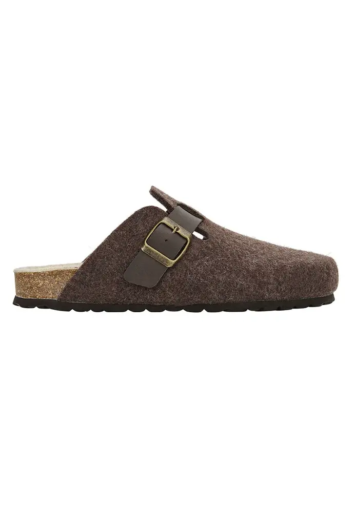 Mules homme feutre de laine et cuir