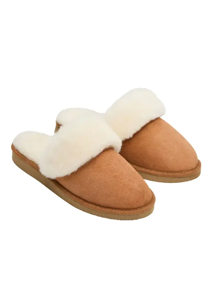 ​Mules femme en peau fourrées laine