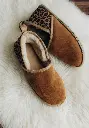 ​Chaussons femme en peau motif léopard