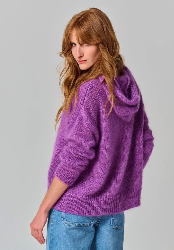 Pull sweat à capuche mohair et soie pour femme