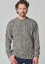 Pull chaud homme col rond avec torsades en laine et soie