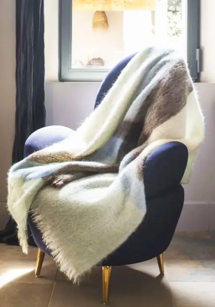 Plaid jacquard chaud en mohair