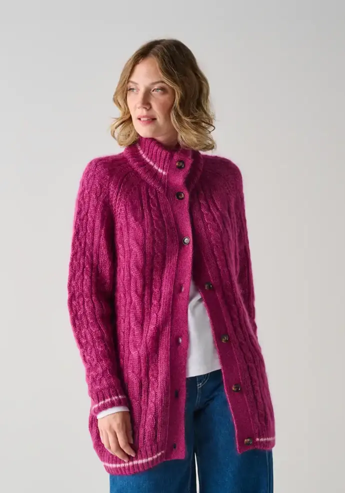 Gilet à torsades en mohair et soie