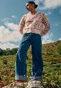 Pull femme col V à carreaux en mohair et soie