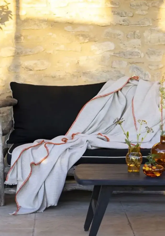 Couverture nature lin et mérinos