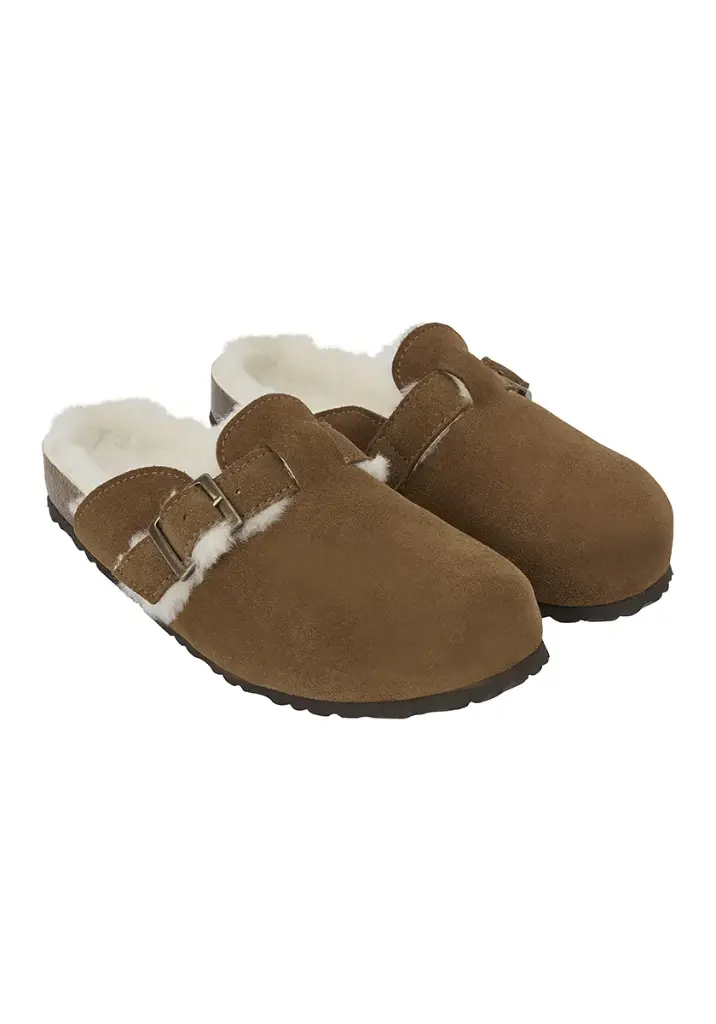 Sabots mixtes en peau lainée