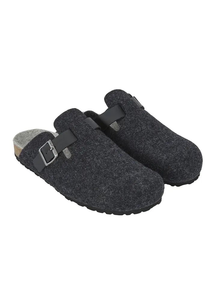 Mules homme feutre de laine et cuir
