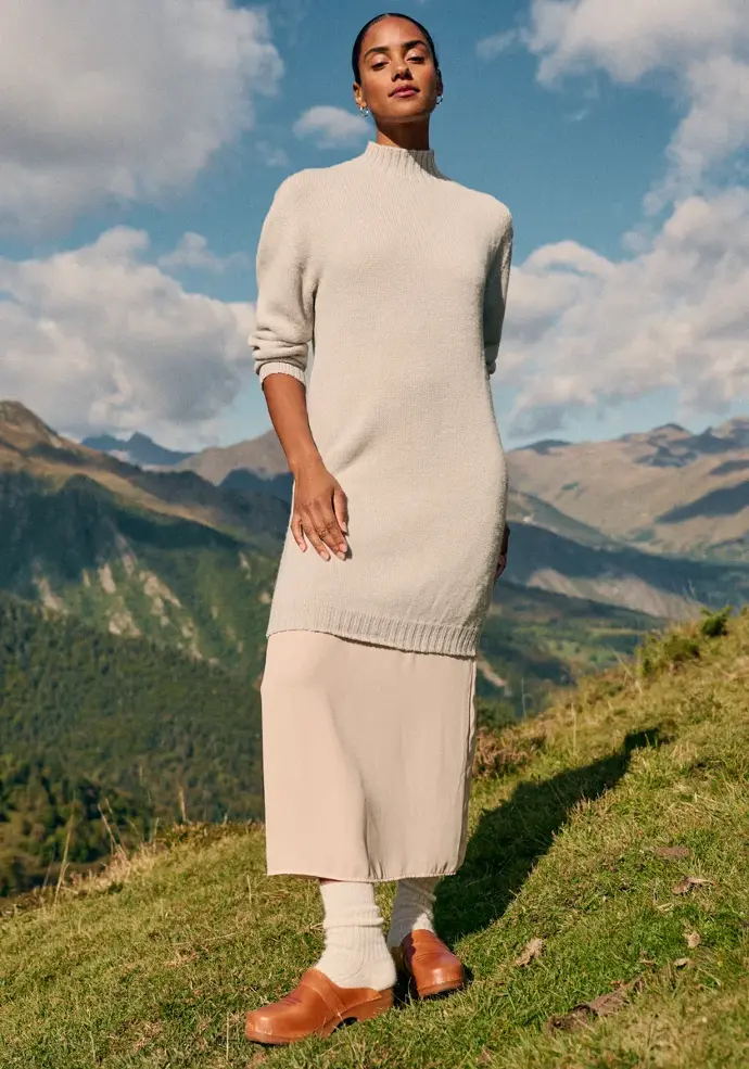 Robe pull femme en mérinos et alpaga chaude et douce