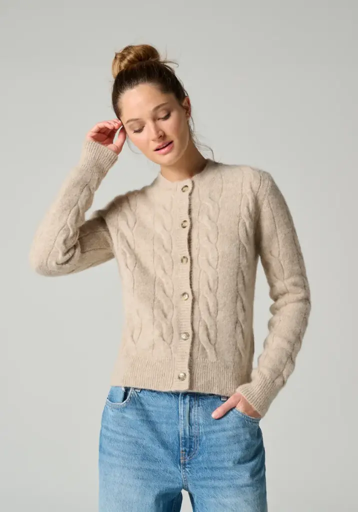Gilet torsadé pour femme en laine et alpaga