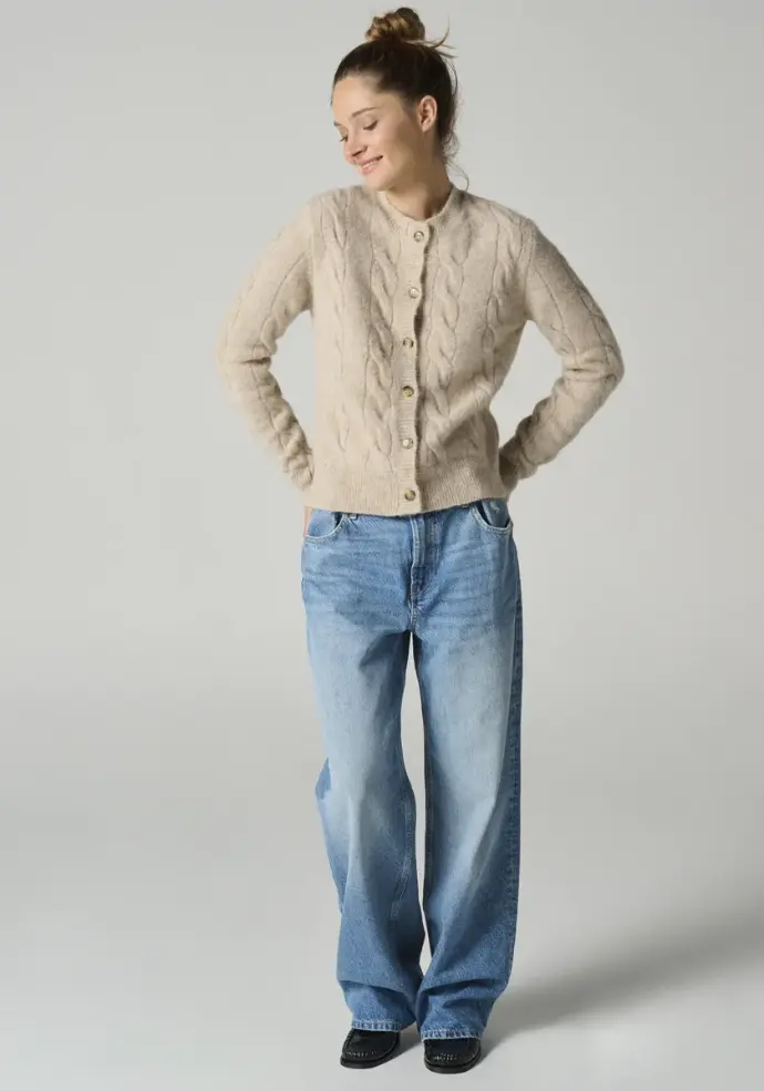 Gilet torsadé pour femme en laine et alpaga