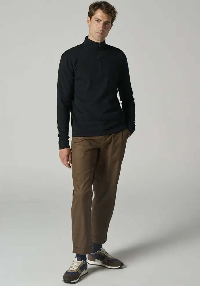 Pull Col Rond en Laine Mérinos - NOIR