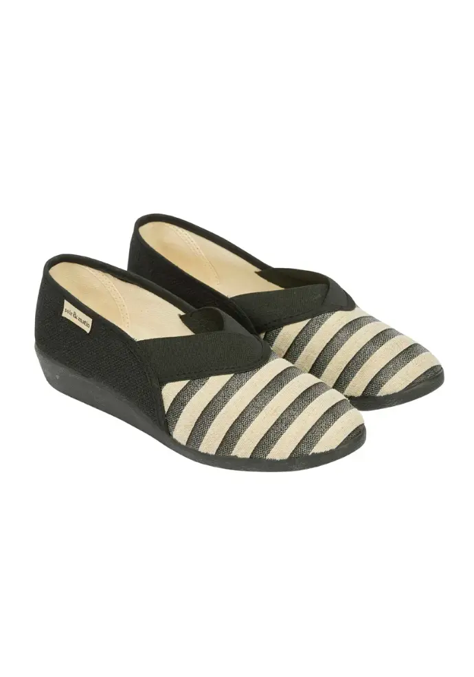 Chaussures rayées en toile pour femme 