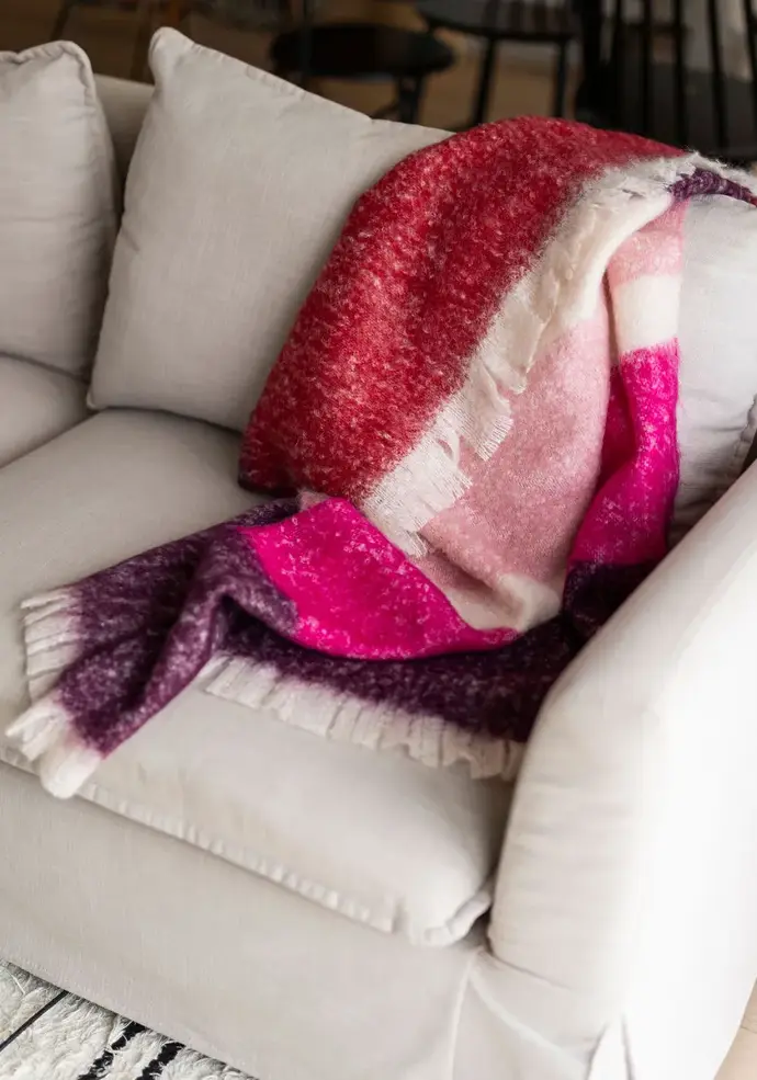 Plaid en 100% mohair rayé